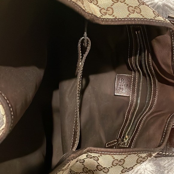 Gucci satchel bag with brown leather trim and gold hardware - Picture 6 of 7